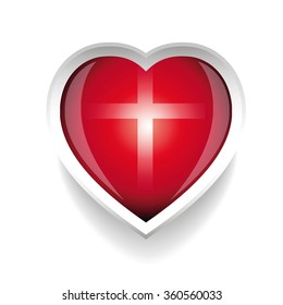 Heart with cross church logo template
