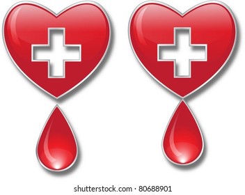 heart with cross and drop of blood