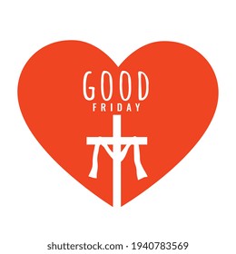 heart with cross good friday background