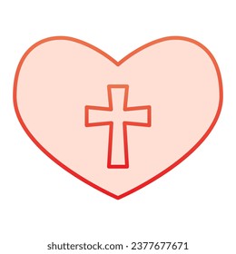 Heart with a cross gradient line icon. Christian cross sign in love symbol outline style pictogram on white background. Love of God for mobile concept and web design. Vector graphics