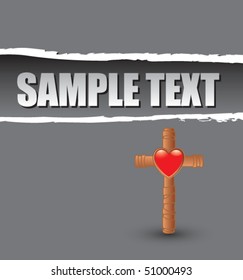 heart and cross gray ripped template