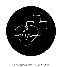 Heart with Cross and Heartbeat. Minimalist Medical Heartbeat Logo.