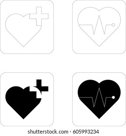 Heart with Cross and Heartbeat Vector