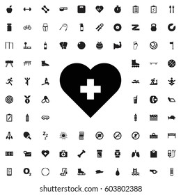 Heart with cross icon illustration isolated vector sign symbol. fitness icons vector set.