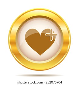 Heart with cross icon. Internet button on white background. EPS10 vector. 