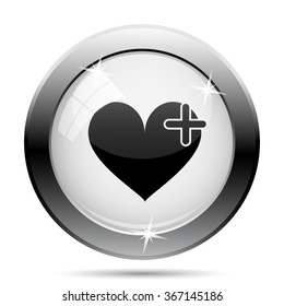Heart with cross icon. Internet button on white background. EPS10 vector.
