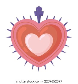 heart with cross icon isolated