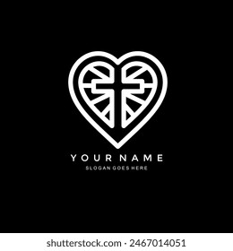 heart and cross icon logo. vector combination of heart and Christian cross. suitable for application icons, churches, etc.