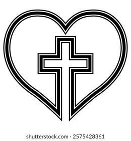 Heart with Cross Icon heart cross love faith religion Christianity