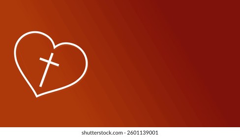 Heart and cross on Red Background Romantic Design and love for God