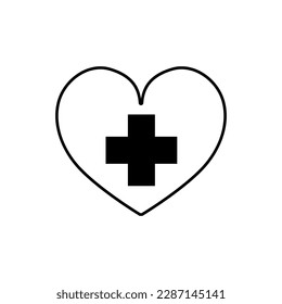Corazón con cruz sobre fondo blanco