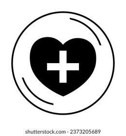 Heart with cross on white background