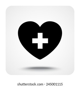 Heart with cross sign icon, vector illustration. Flat design style