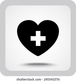 Heart with cross sign icon, vector illustration. Flat design style