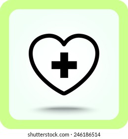 Heart with cross sign icon, vector illustration. Flat design style