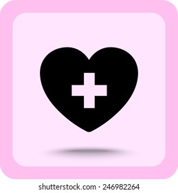 Heart with cross sign icon, vector illustration. Flat design style
