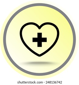 Heart with cross sign icon, vector illustration. Flat design style