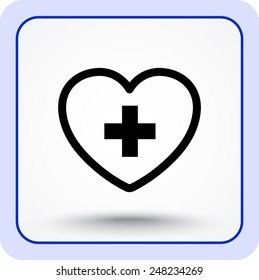 Heart with cross sign icon, vector illustration. Flat design style