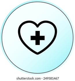 Heart with cross sign icon, vector illustration. Flat design style