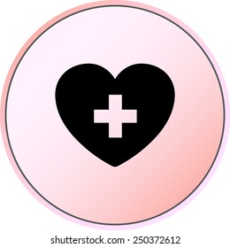 Heart with cross sign icon, vector illustration. Flat design style