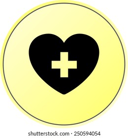Heart with cross sign icon, vector illustration. Flat design style