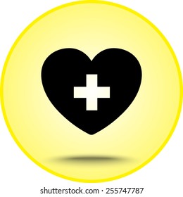 Heart with cross sign icon, vector illustration. Flat design style