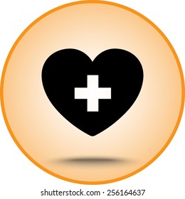 Heart with cross sign icon, vector illustration. Flat design style
