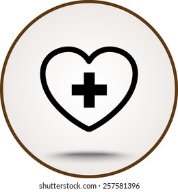 Heart with cross sign icon, vector illustration. Flat design style