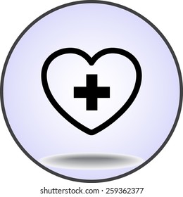 Heart with cross sign icon, vector illustration. Flat design style