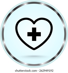 Heart with cross sign icon, vector illustration. Flat design style