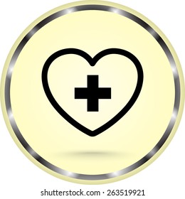 Heart with cross sign icon, vector illustration. Flat design style