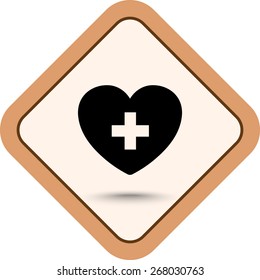 Heart with cross sign icon, vector illustration. Flat design style