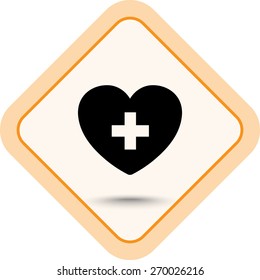 Heart with cross sign icon, vector illustration. Flat design style