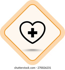 Heart with cross sign icon, vector illustration. Flat design style