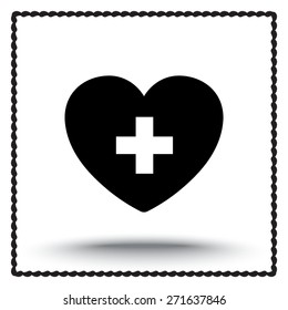 Heart with cross sign icon, vector illustration. Flat design style