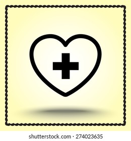 Heart with cross sign icon, vector illustration. Flat design style