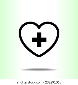 Heart with cross sign icon, vector illustration. Flat design style