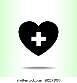 Heart with cross sign icon, vector illustration. Flat design style