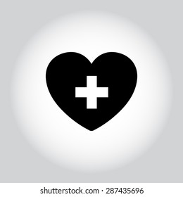 Heart with cross sign icon, vector illustration. Flat design style