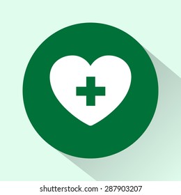 Heart with cross sign icon, vector illustration. Flat design style