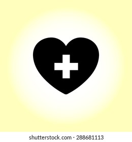 Heart with cross sign icon, vector illustration. Flat design style