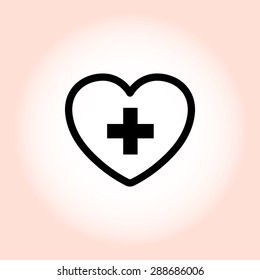 Heart with cross sign icon, vector illustration. Flat design style
