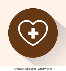 Heart with cross sign icon, vector illustration. Flat design style