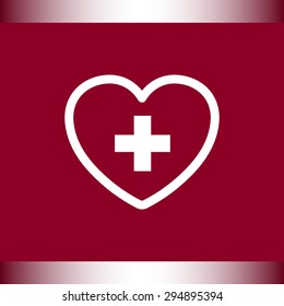 Heart with cross sign icon, vector illustration. Flat design style