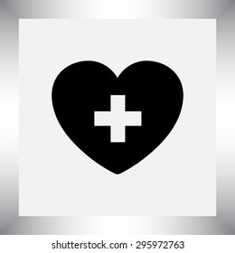 Heart with cross sign icon, vector illustration. Flat design style