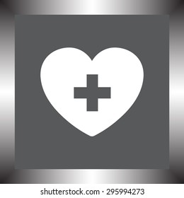 Heart with cross sign icon, vector illustration. Flat design style