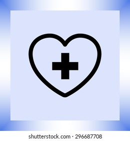 Heart with cross sign icon, vector illustration. Flat design style