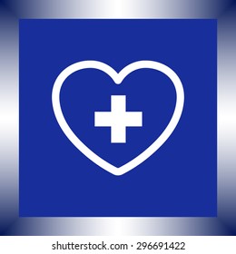 Heart with cross sign icon, vector illustration. Flat design style