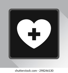 Heart with cross sign icon, vector illustration. Flat design style