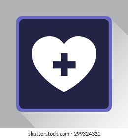 Heart with cross sign icon, vector illustration. Flat design style